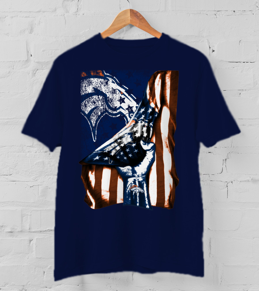 Denver Broncos American Flag Fist T-Shirt