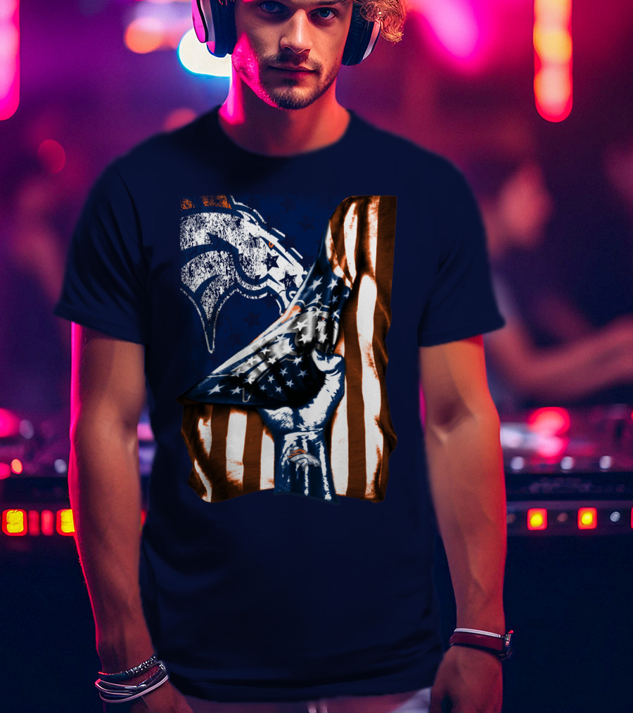 Denver Broncos American Flag Fist T-Shirt