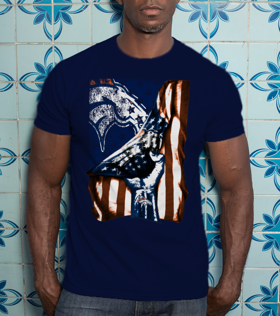 Denver Broncos American Flag Fist T-Shirt
