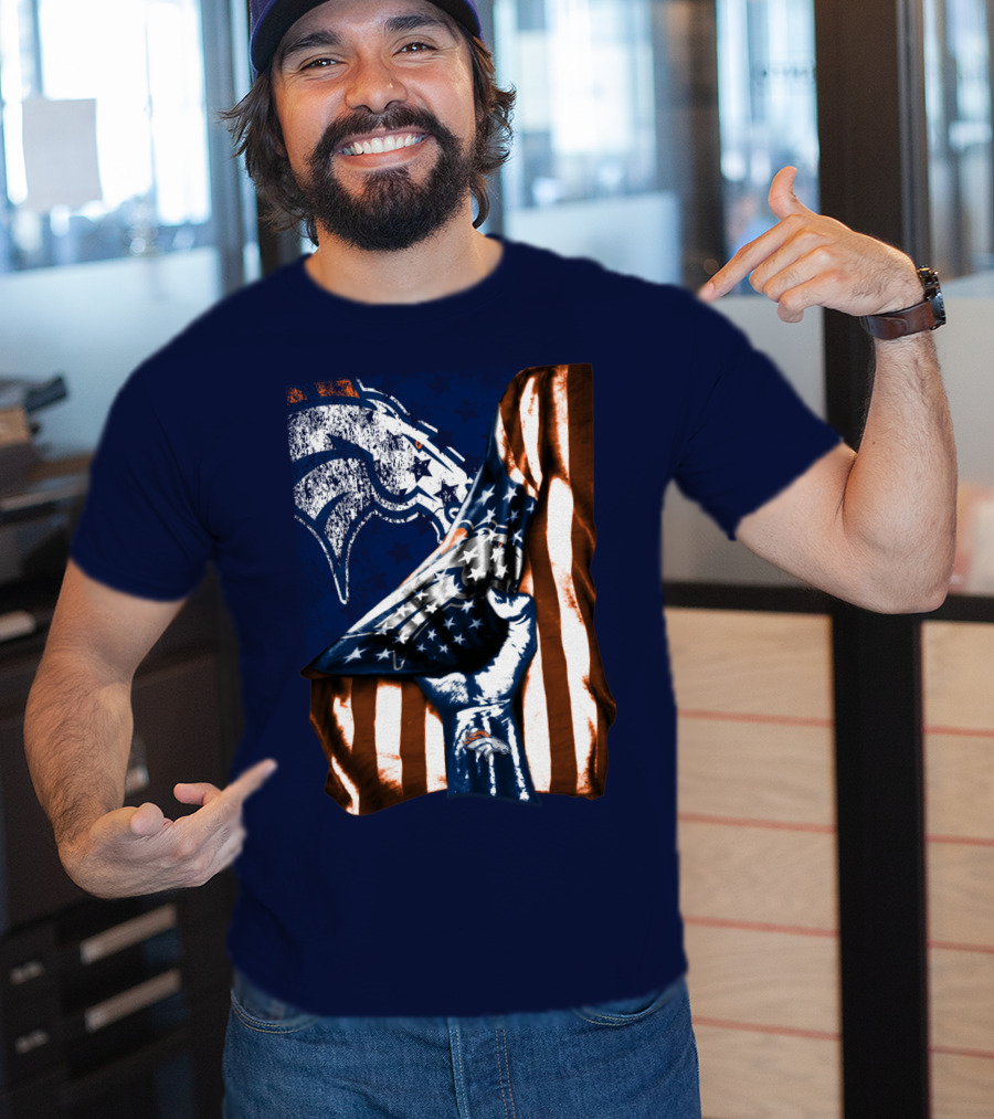 Denver Broncos American Flag Fist T-Shirt