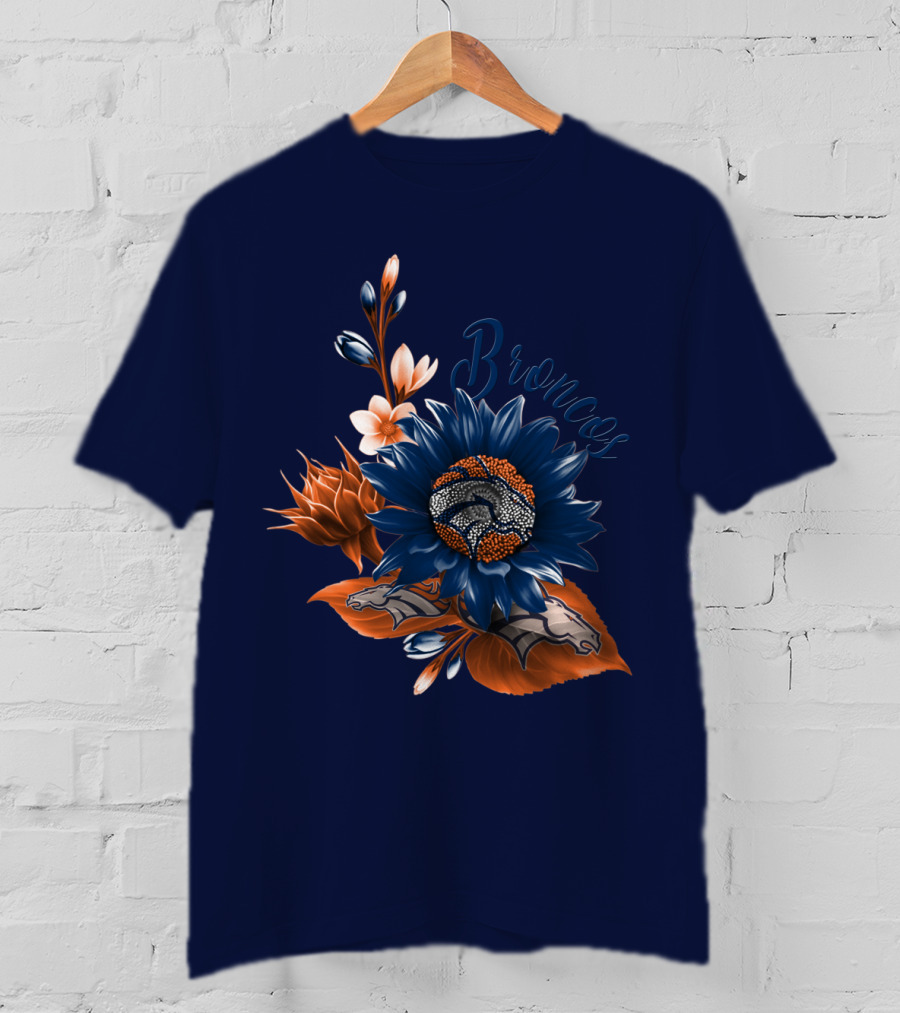 Broncos Floral Design With Team Logo Elements T-Shirt