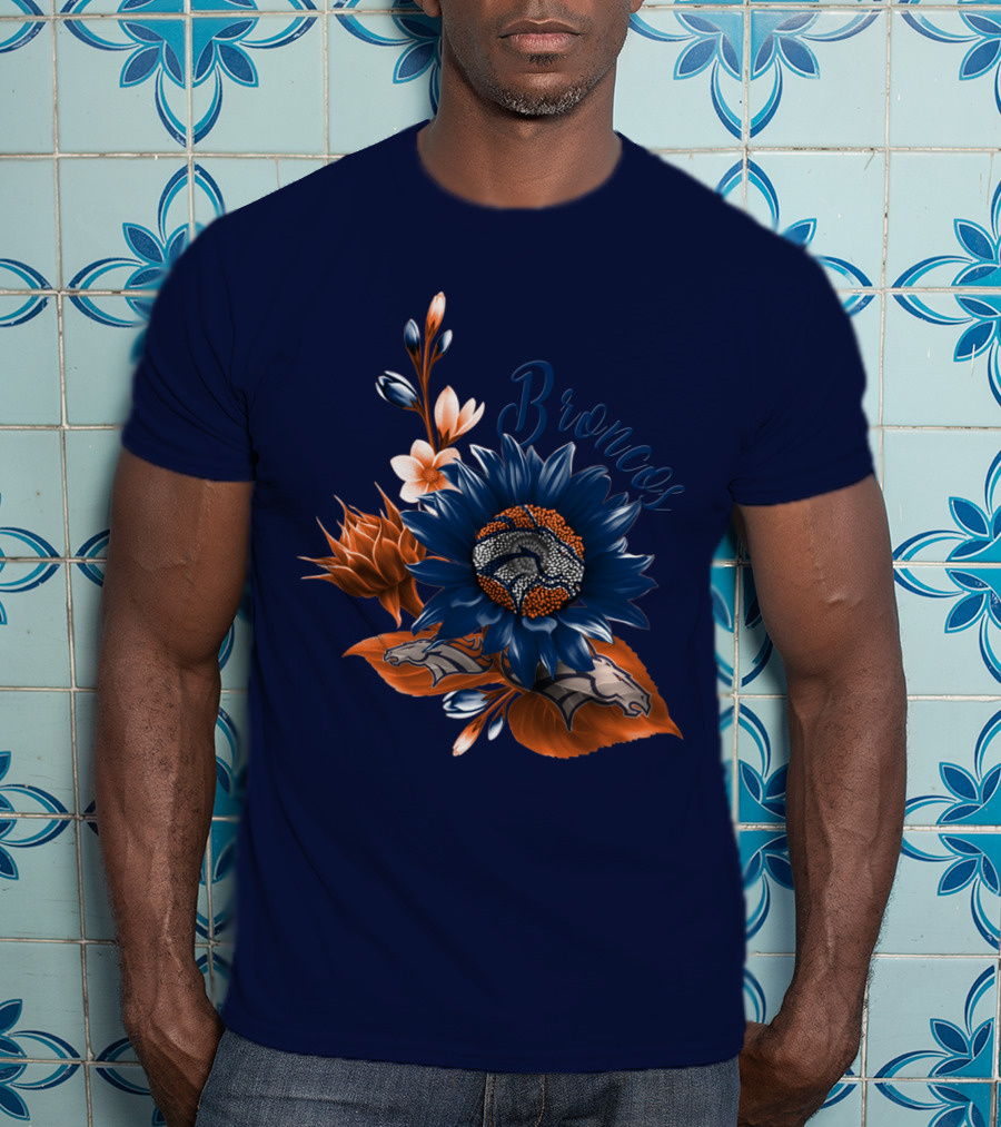 Broncos Floral Design With Team Logo Elements T-Shirt