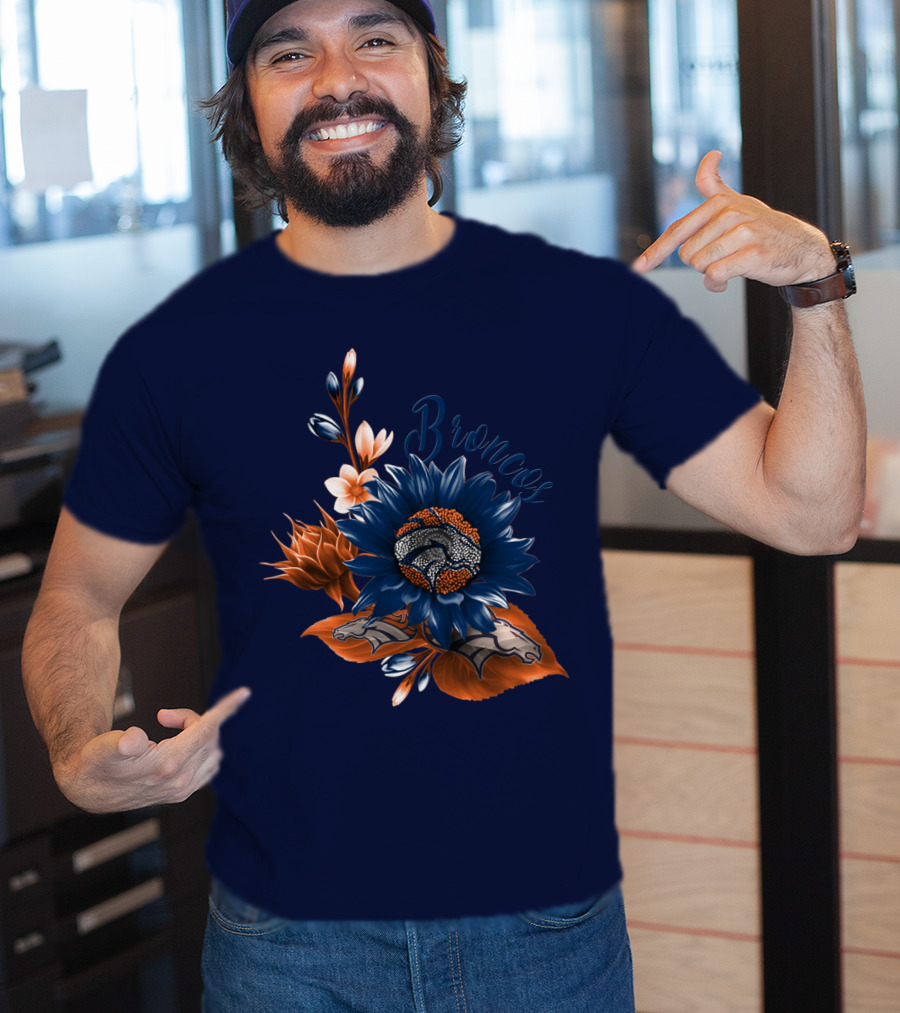 Broncos Floral Design With Team Logo Elements T-Shirt