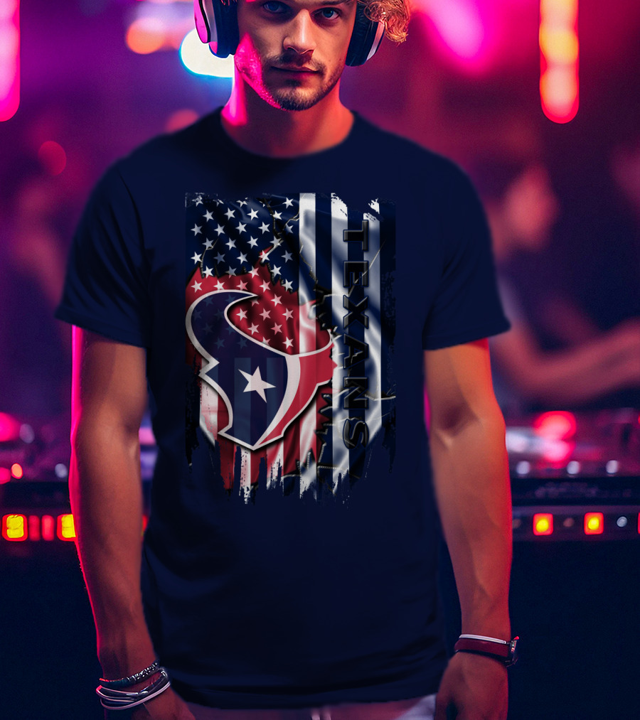 Houston Texans Usa Flag T-Shirt
