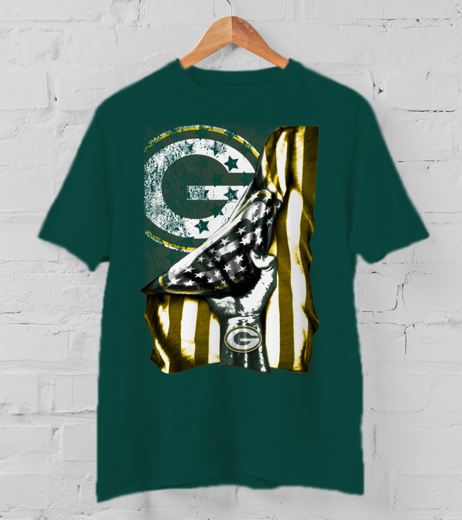 Green Bay Packers American Flag Pride T-Shirt