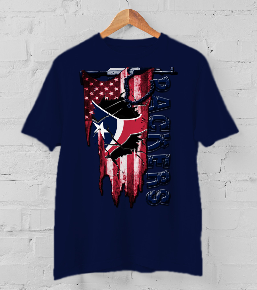 Houston Texans Packers American Flag T-Shirt