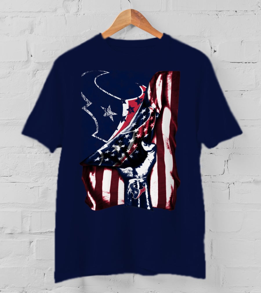 Houston Texans American Flag Fist T-Shirt