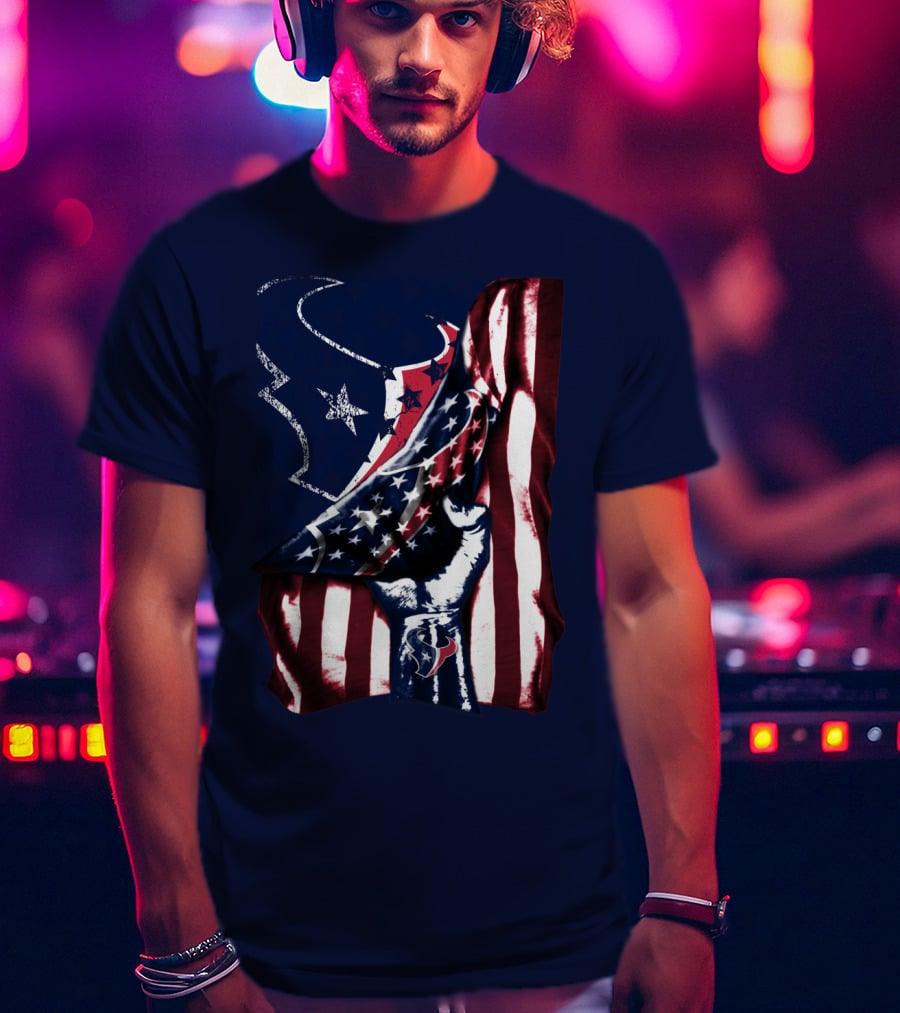 Houston Texans American Flag Fist T-Shirt