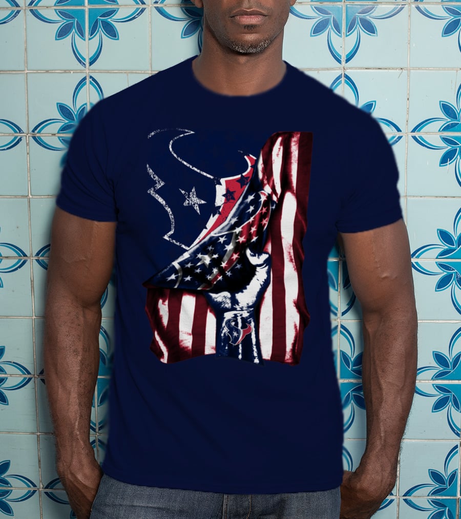 Houston Texans American Flag Fist T-Shirt