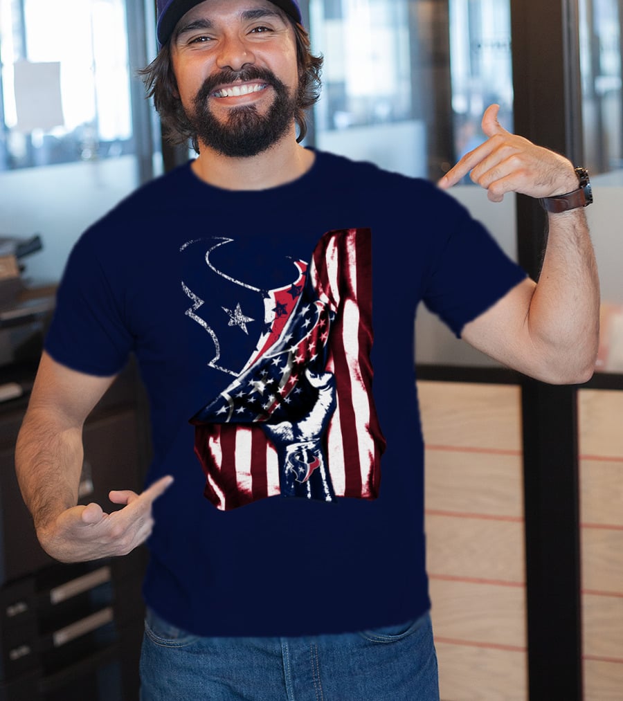 Houston Texans American Flag Fist T-Shirt