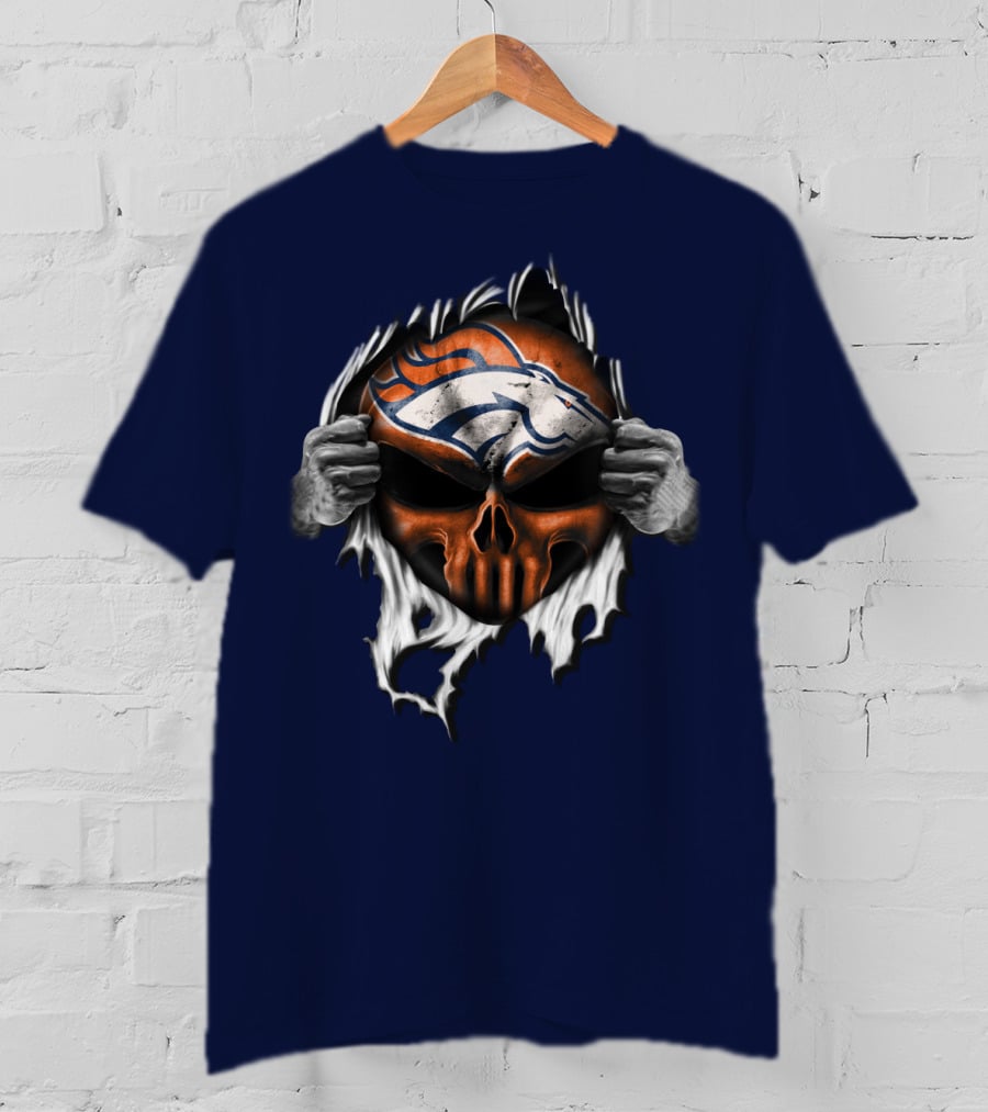 Denver Broncos Skull Logo Peeling T-Shirt