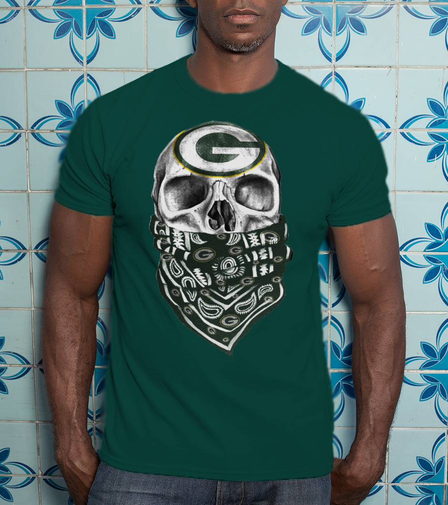 Green Bay Packers Skull Bandana Style T-Shirt