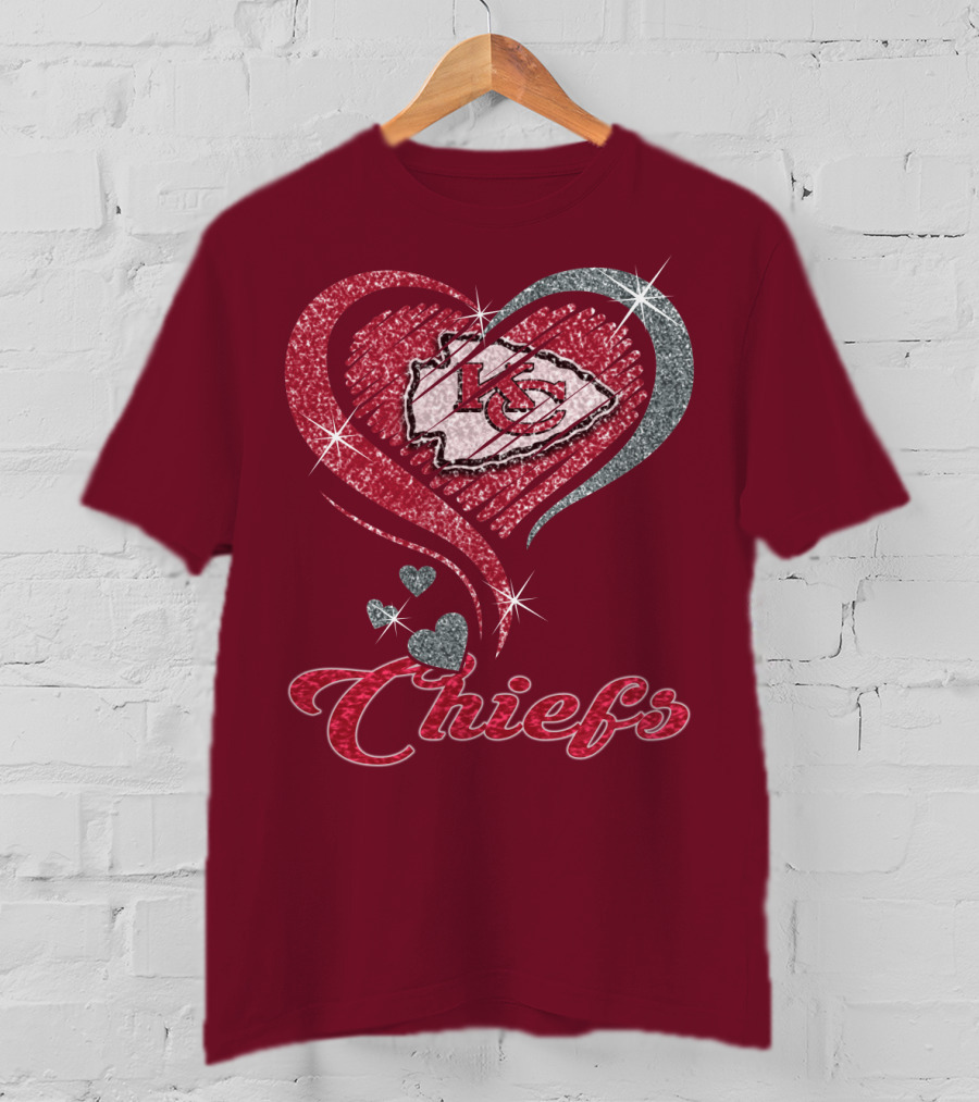 Kansas City Chiefs Heart Logo Sparkle Chiefs T-Shirt