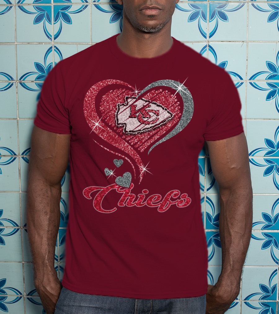 Kansas City Chiefs Heart Logo Sparkle Chiefs T-Shirt