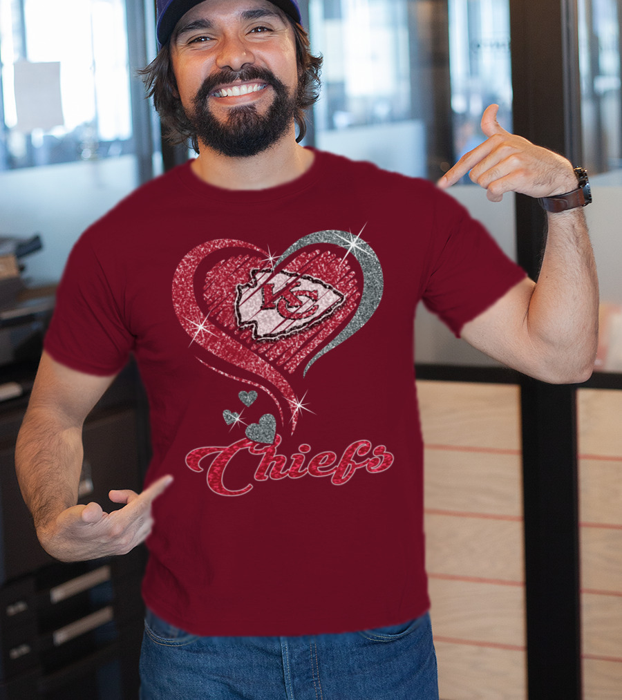 Kansas City Chiefs Heart Logo Sparkle Chiefs T-Shirt