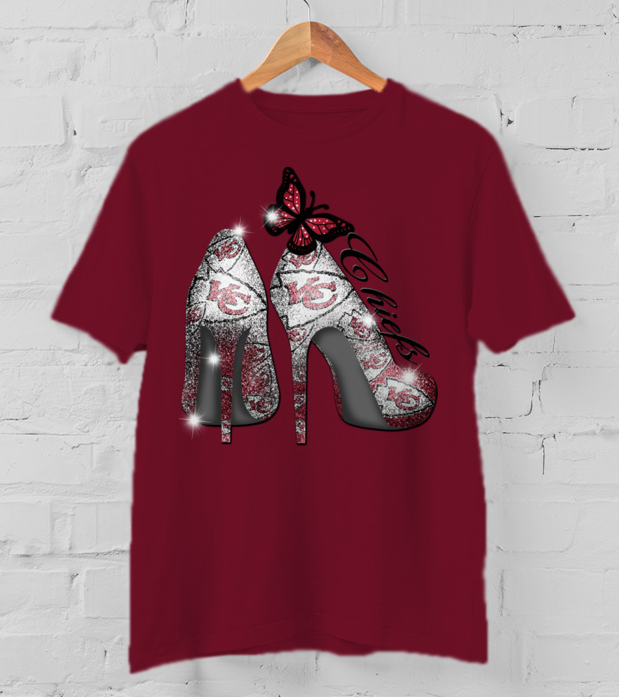 Kansas City Chiefs High Heels With Butterfly T-Shirt