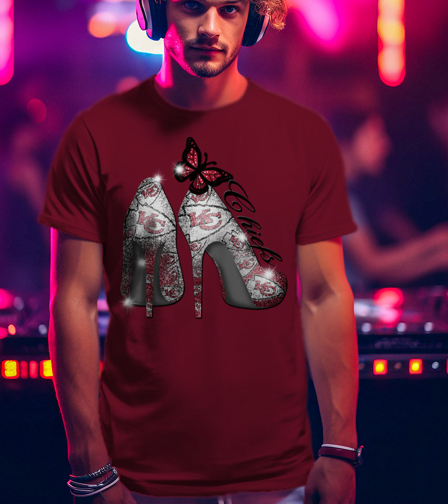 Kansas City Chiefs High Heels With Butterfly T-Shirt