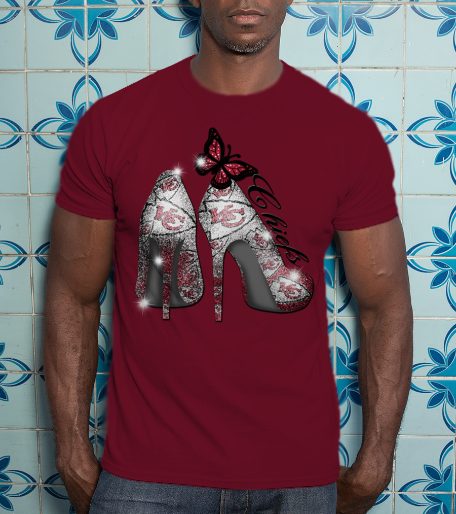 Kansas City Chiefs High Heels With Butterfly T-Shirt