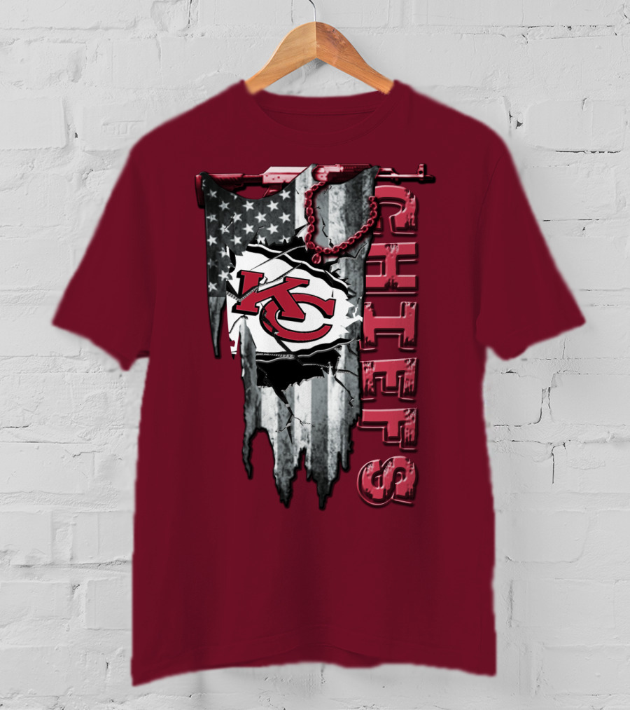 Chiefs Kc American Flag Torn T-Shirt