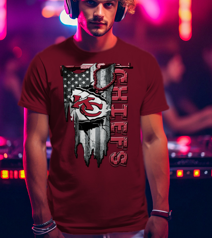 Chiefs Kc American Flag Torn T-Shirt
