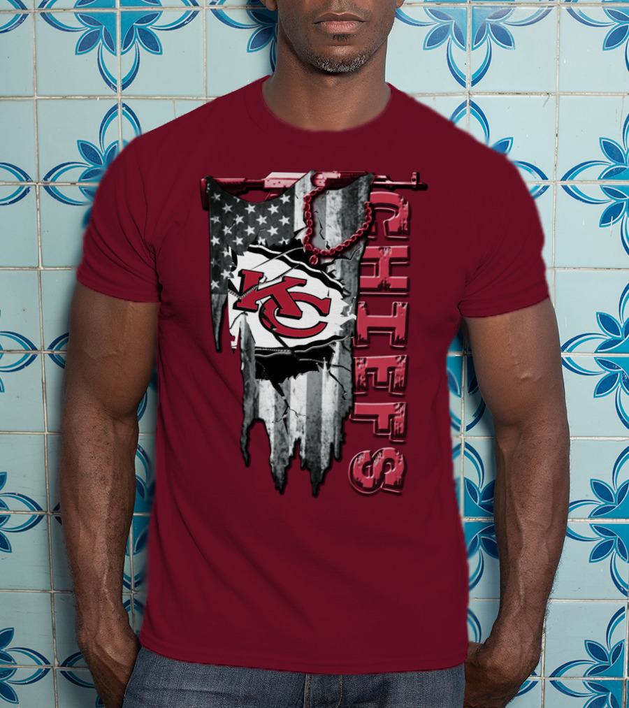 Chiefs Kc American Flag Torn T-Shirt