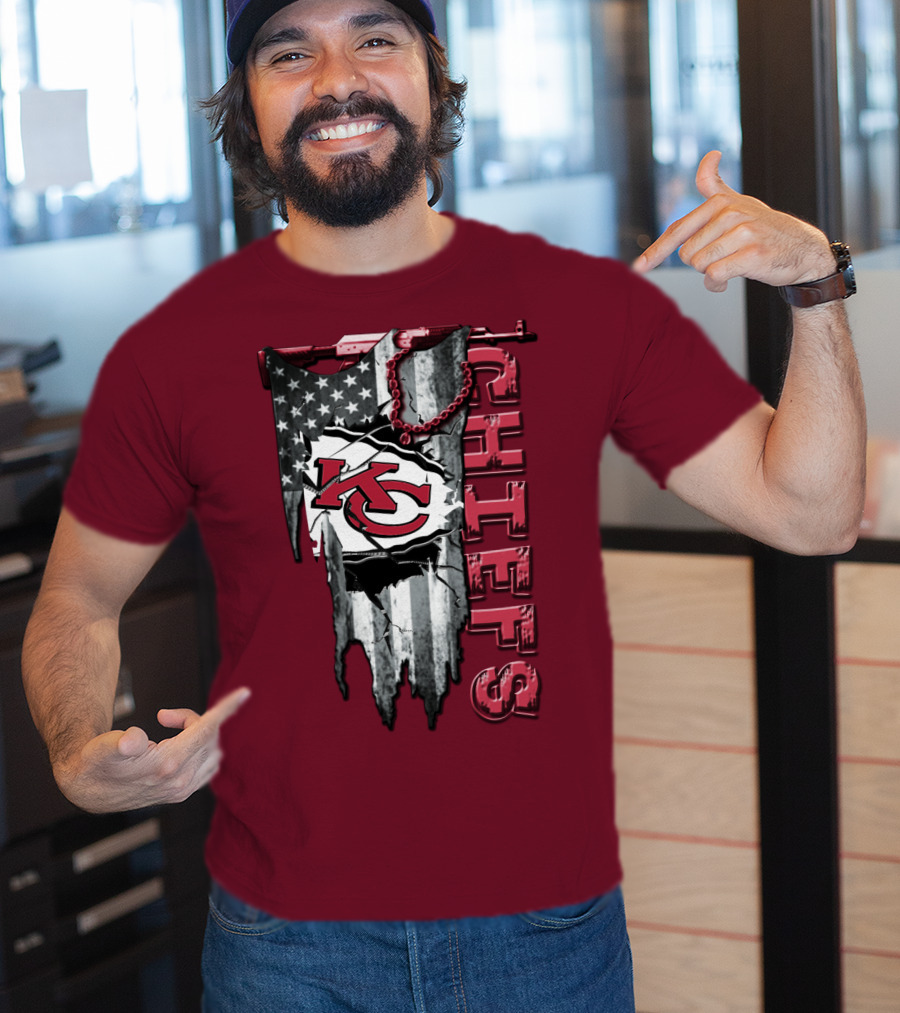 Chiefs Kc American Flag Torn T-Shirt