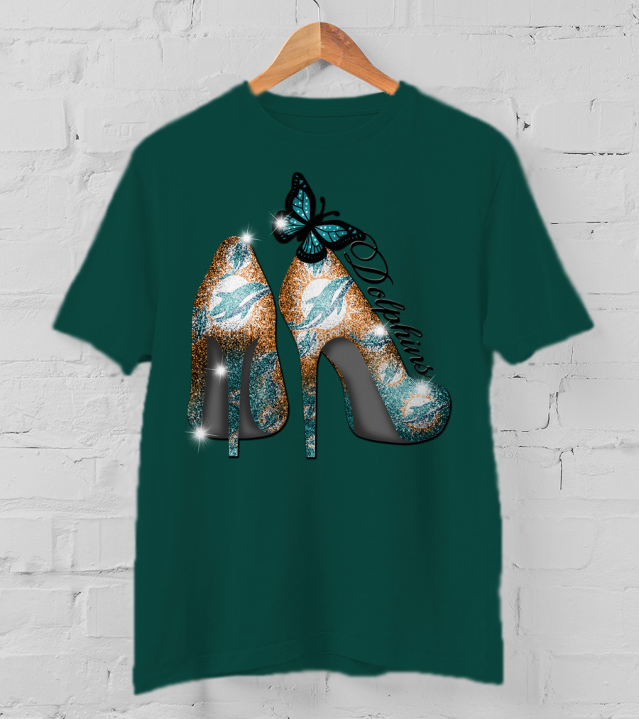 Miami Dolphins Heels With Butterfly T-Shirt