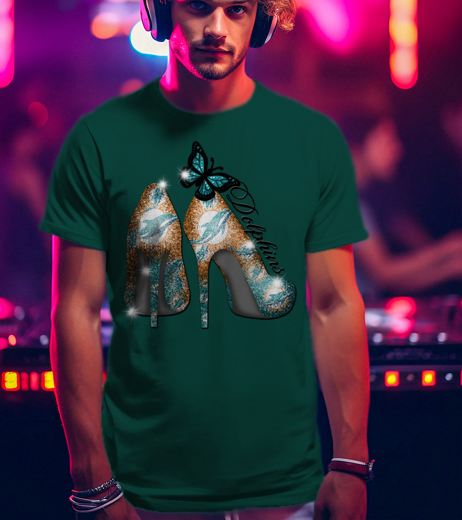 Miami Dolphins Heels With Butterfly T-Shirt