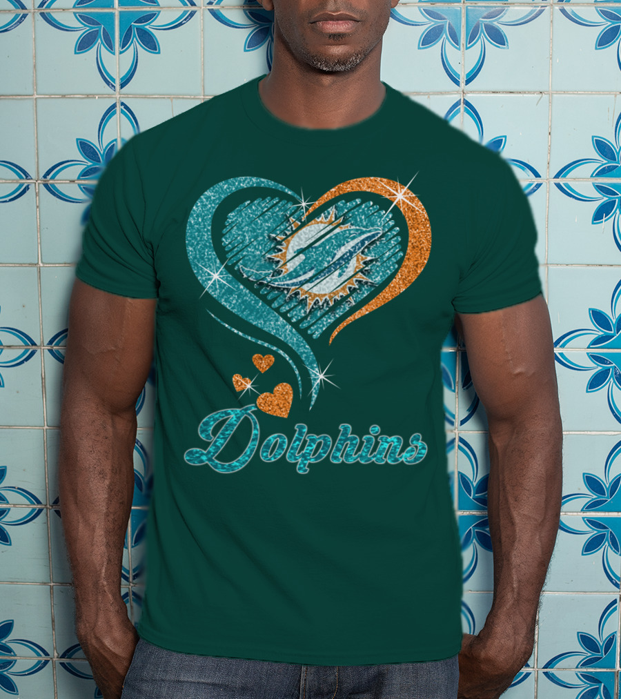 Miami Dolphins Sparkling Heart T-Shirt