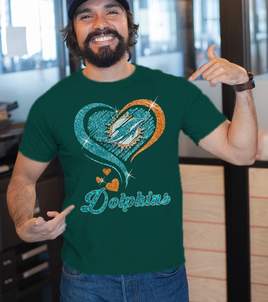 Miami Dolphins Sparkling Heart T-Shirt