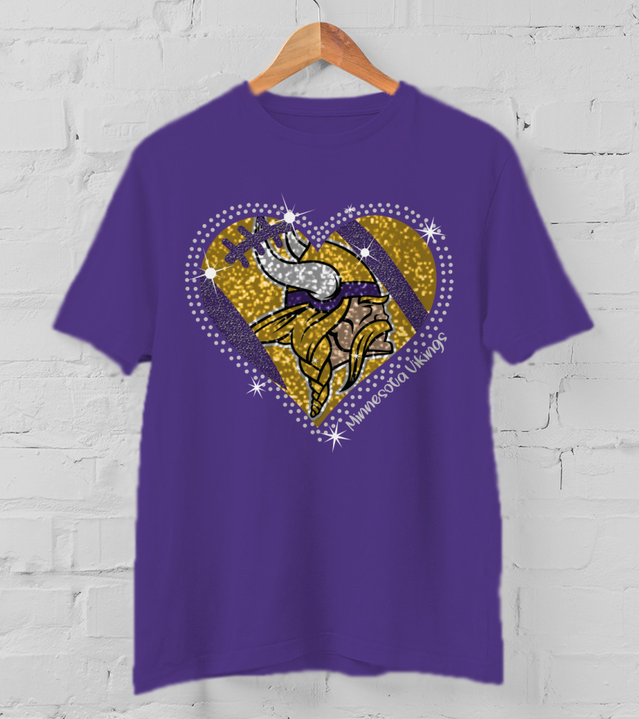Minnesota Vikings Heart With Iconic Viking T-Shirt