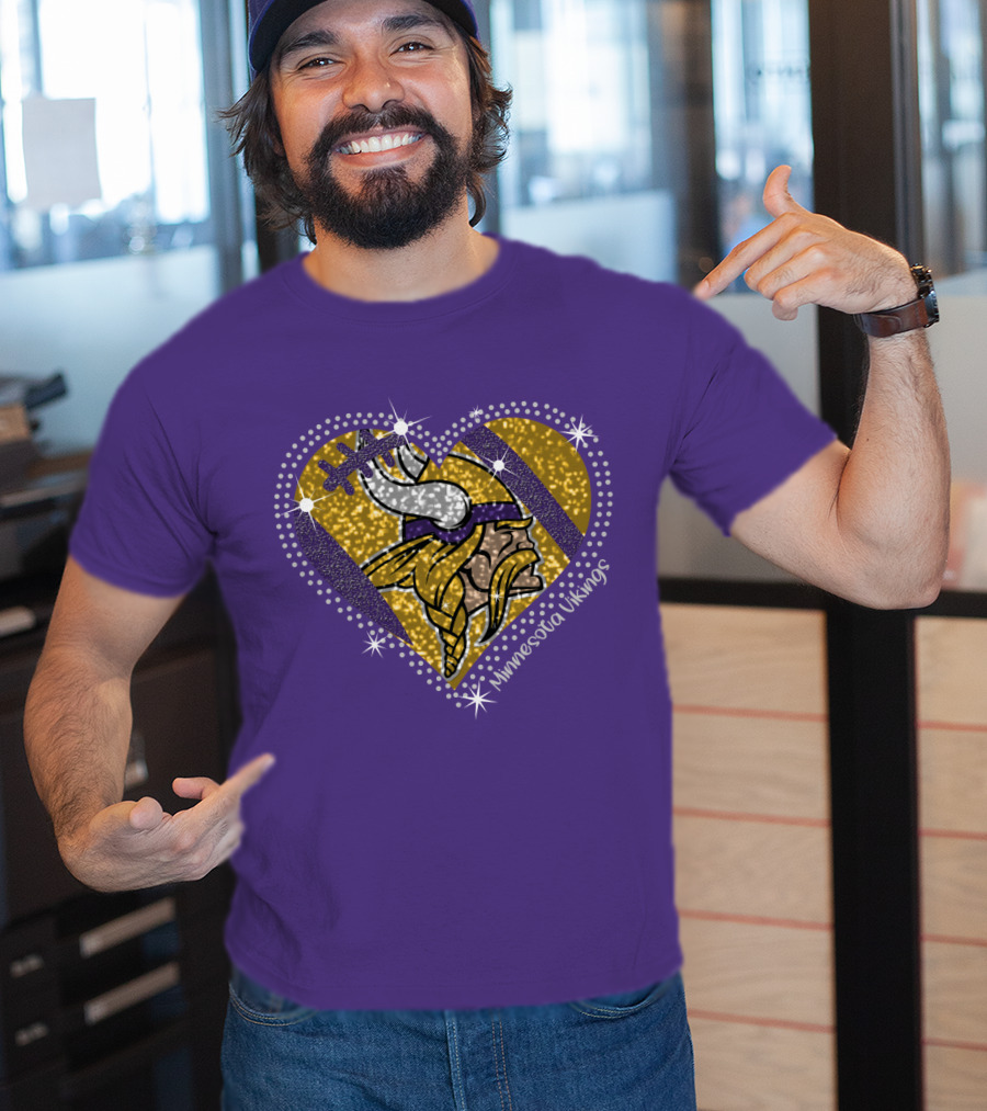 Minnesota Vikings Heart With Iconic Viking T-Shirt