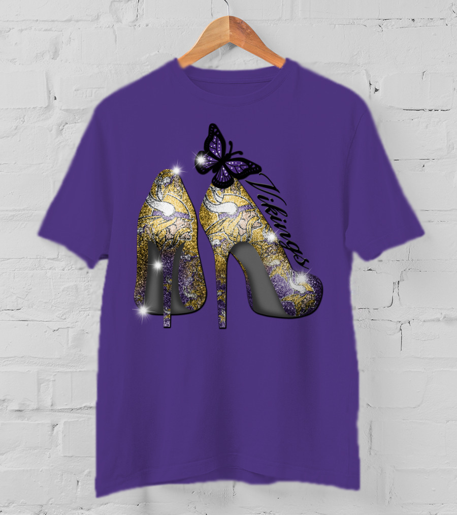 Minnesota Vikings High Heels Butterfly Sparkle T-Shirt