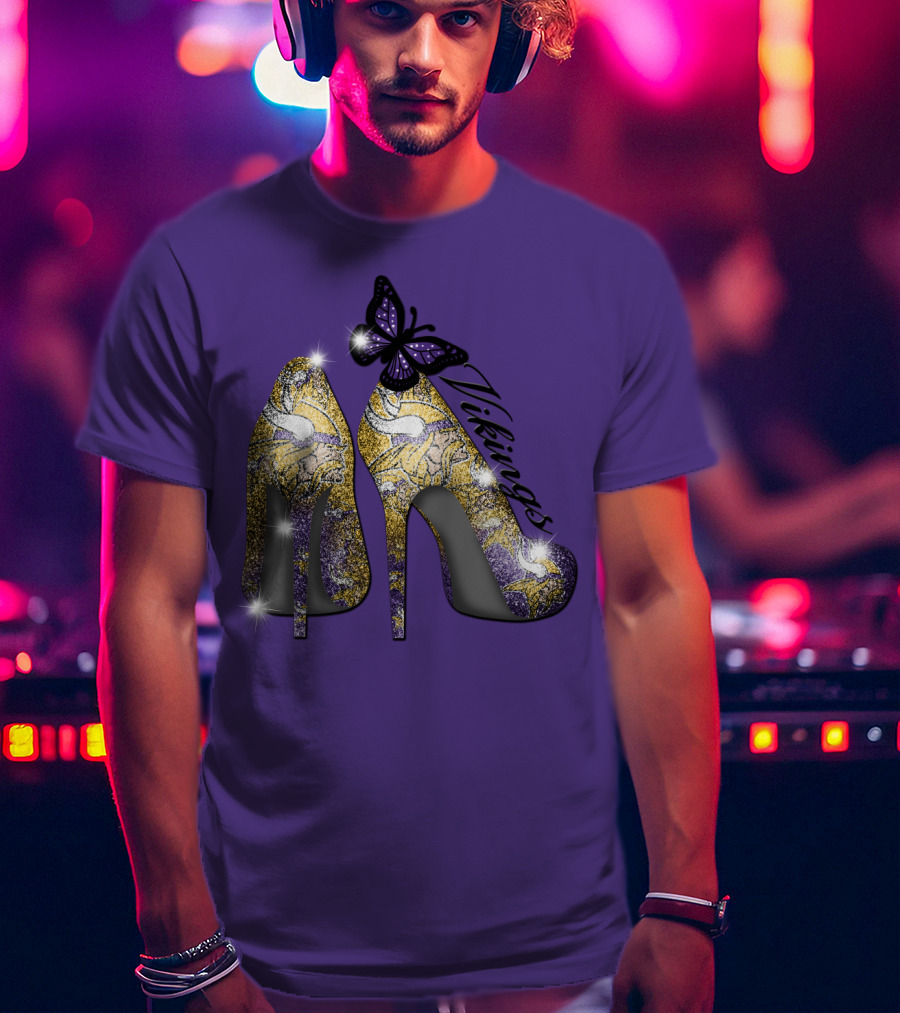 Minnesota Vikings High Heels Butterfly Sparkle T-Shirt