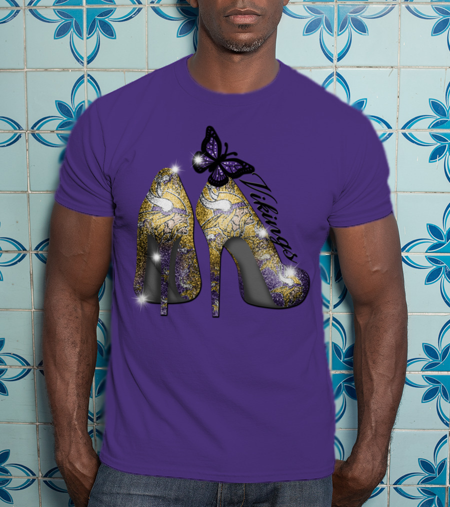Minnesota Vikings High Heels Butterfly Sparkle T-Shirt