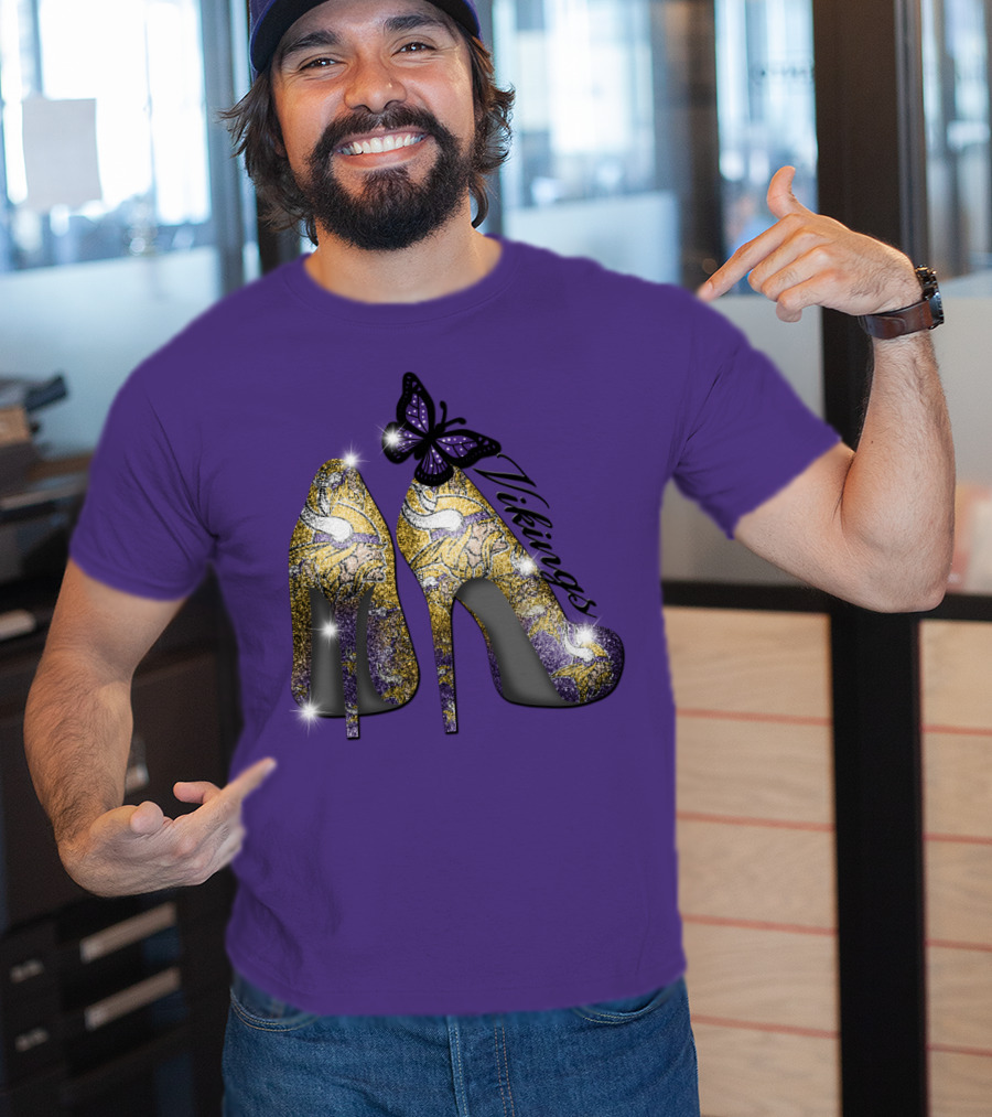 Minnesota Vikings High Heels Butterfly Sparkle T-Shirt