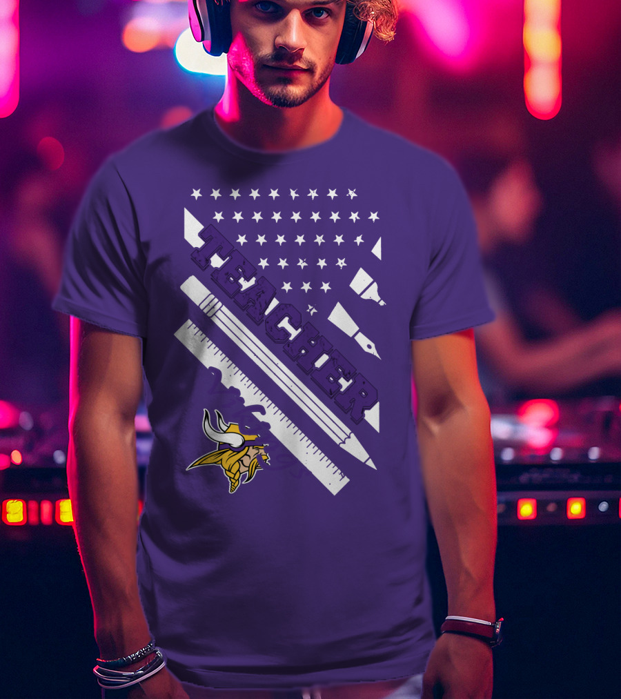 Minnesota Vikings Teacher Ruler Stars T-Shirt