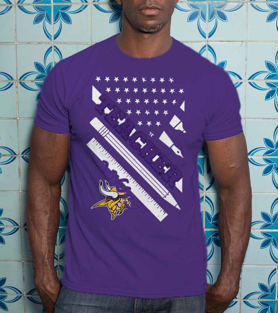 Minnesota Vikings Teacher Ruler Stars T-Shirt