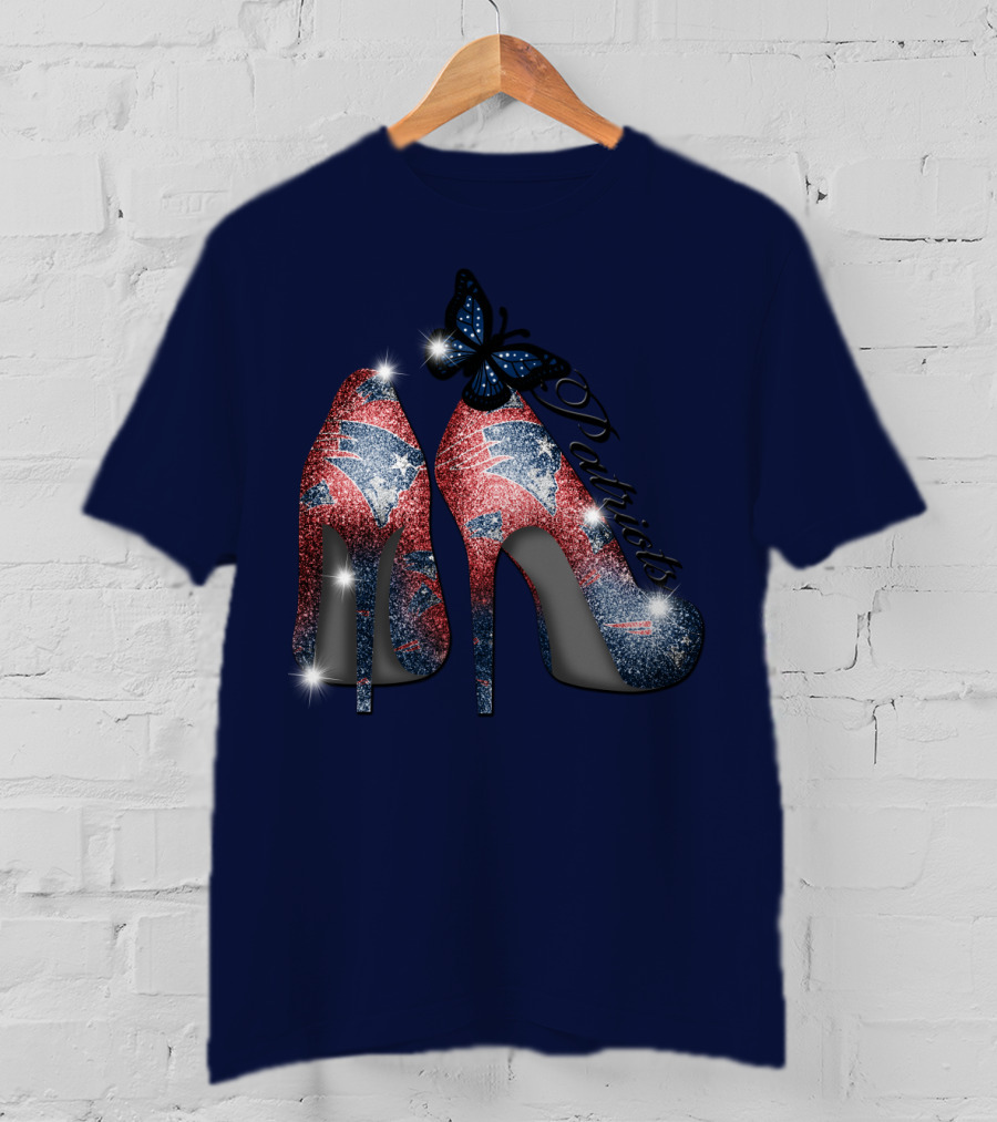 Patriots High Heels Design With Butterfly T-Shirt