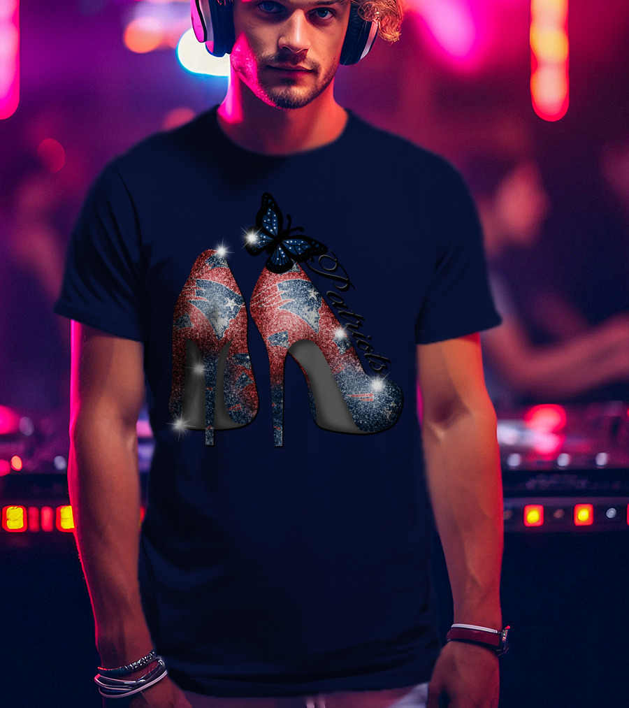 Patriots High Heels Design With Butterfly T-Shirt