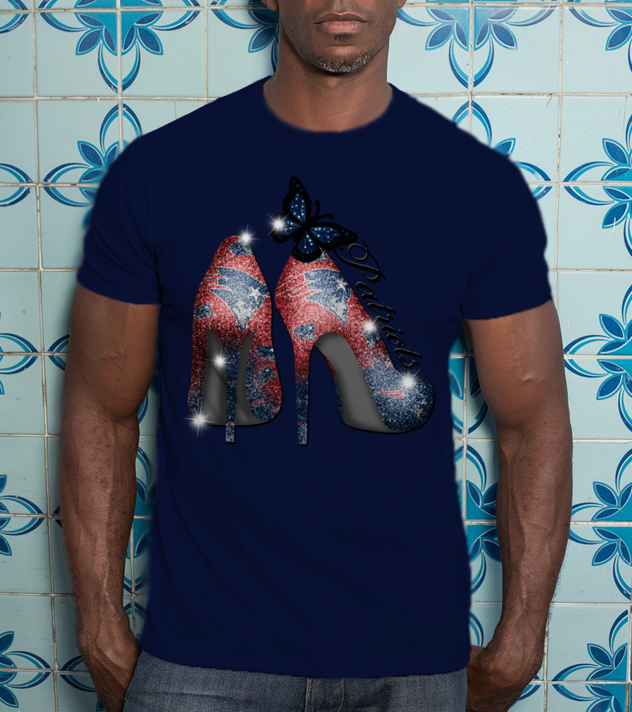 Patriots High Heels Design With Butterfly T-Shirt