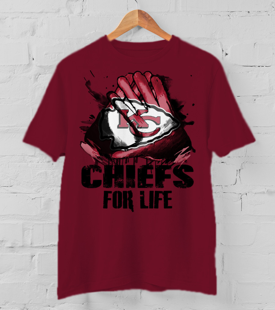 Kansas City Chiefs For Life Kc Logo Football Glove T-Shirt