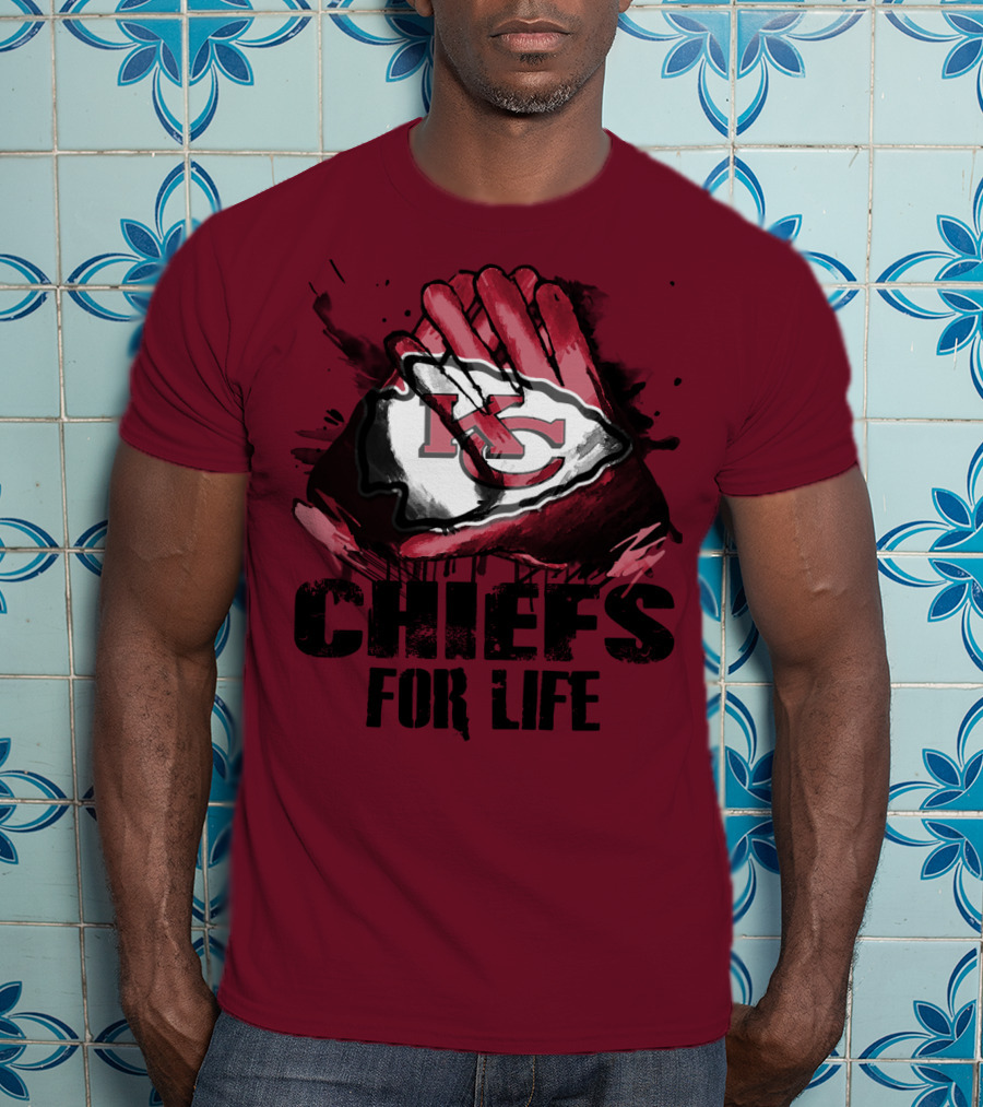 Kansas City Chiefs For Life Kc Logo Football Glove T-Shirt