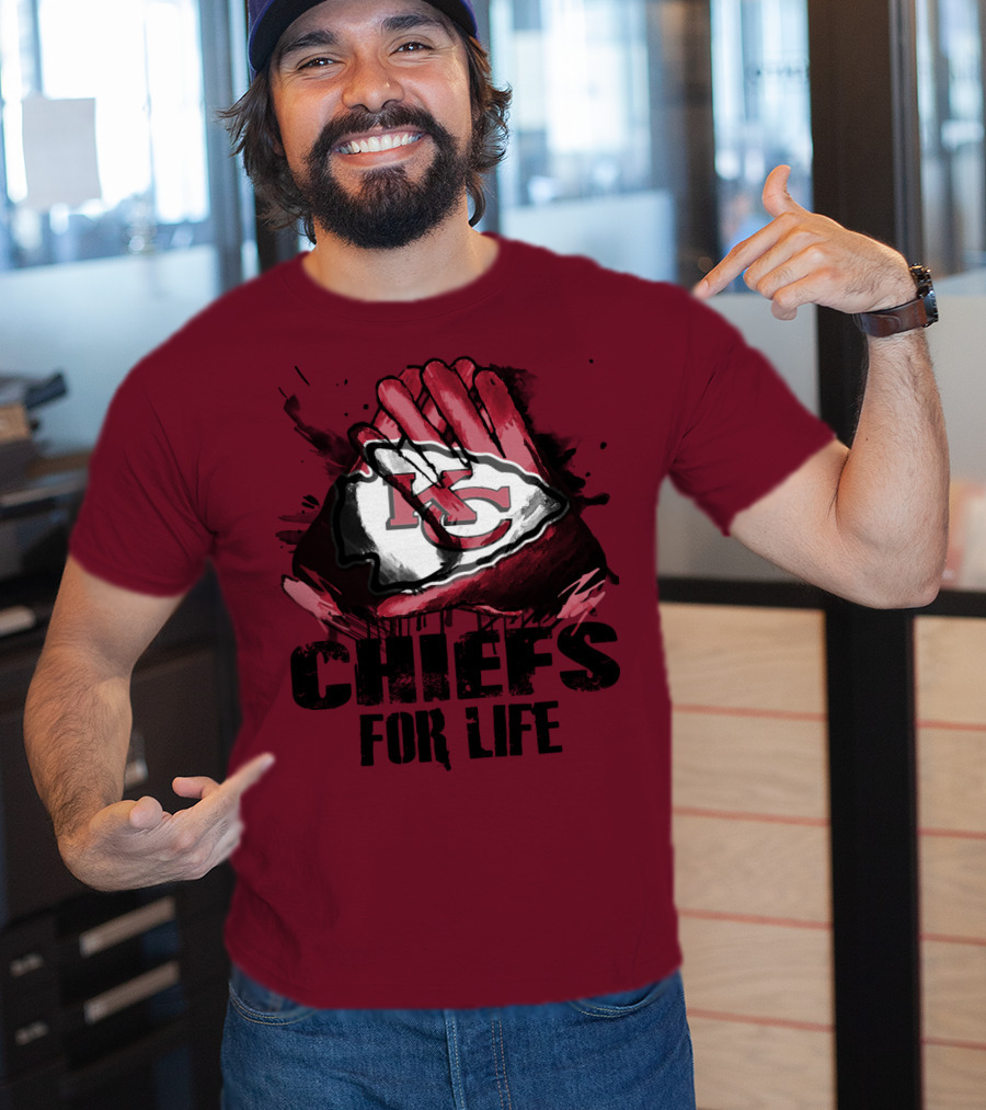 Kansas City Chiefs For Life Kc Logo Football Glove T-Shirt