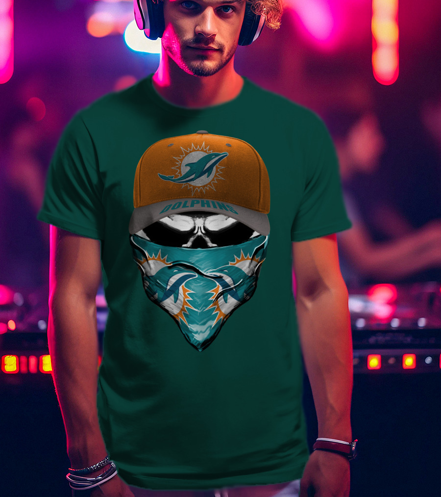 Dolphins Miami Dolphins Logo Mask And Cap T-Shirt