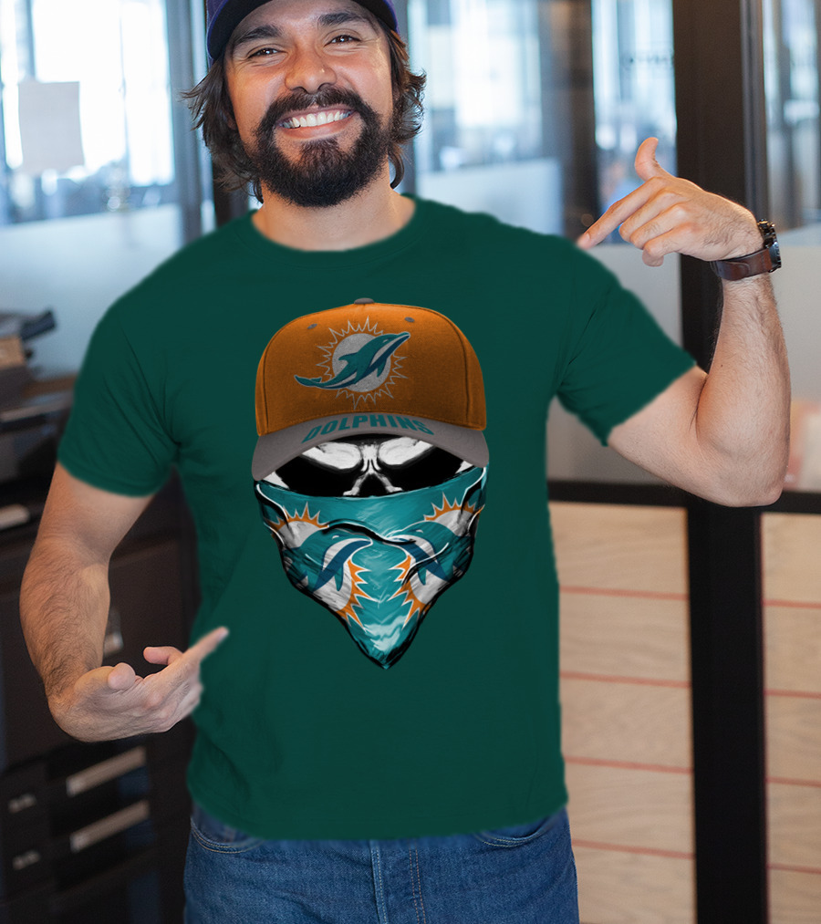 Dolphins Miami Dolphins Logo Mask And Cap T-Shirt