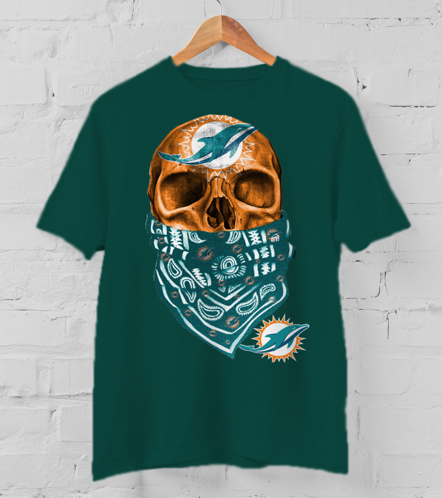 Miami Dolphins Skull Bandana T-Shirt