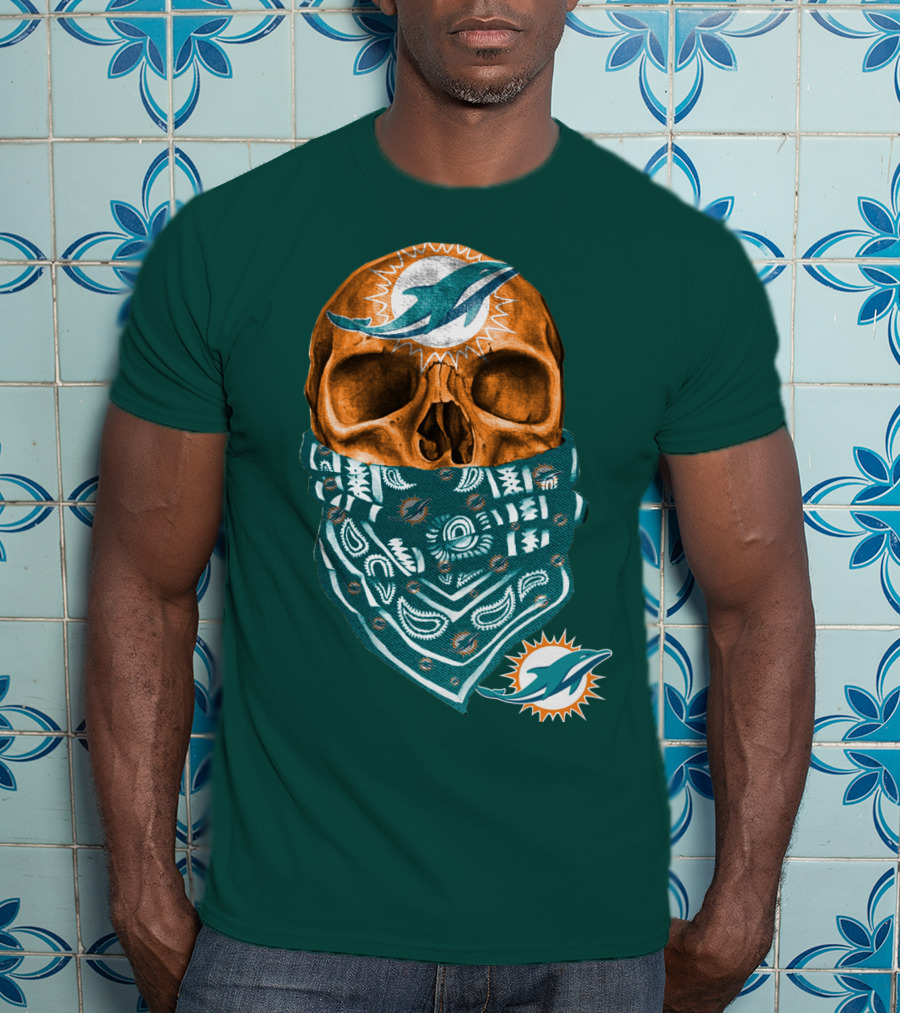 Miami Dolphins Skull Bandana T-Shirt