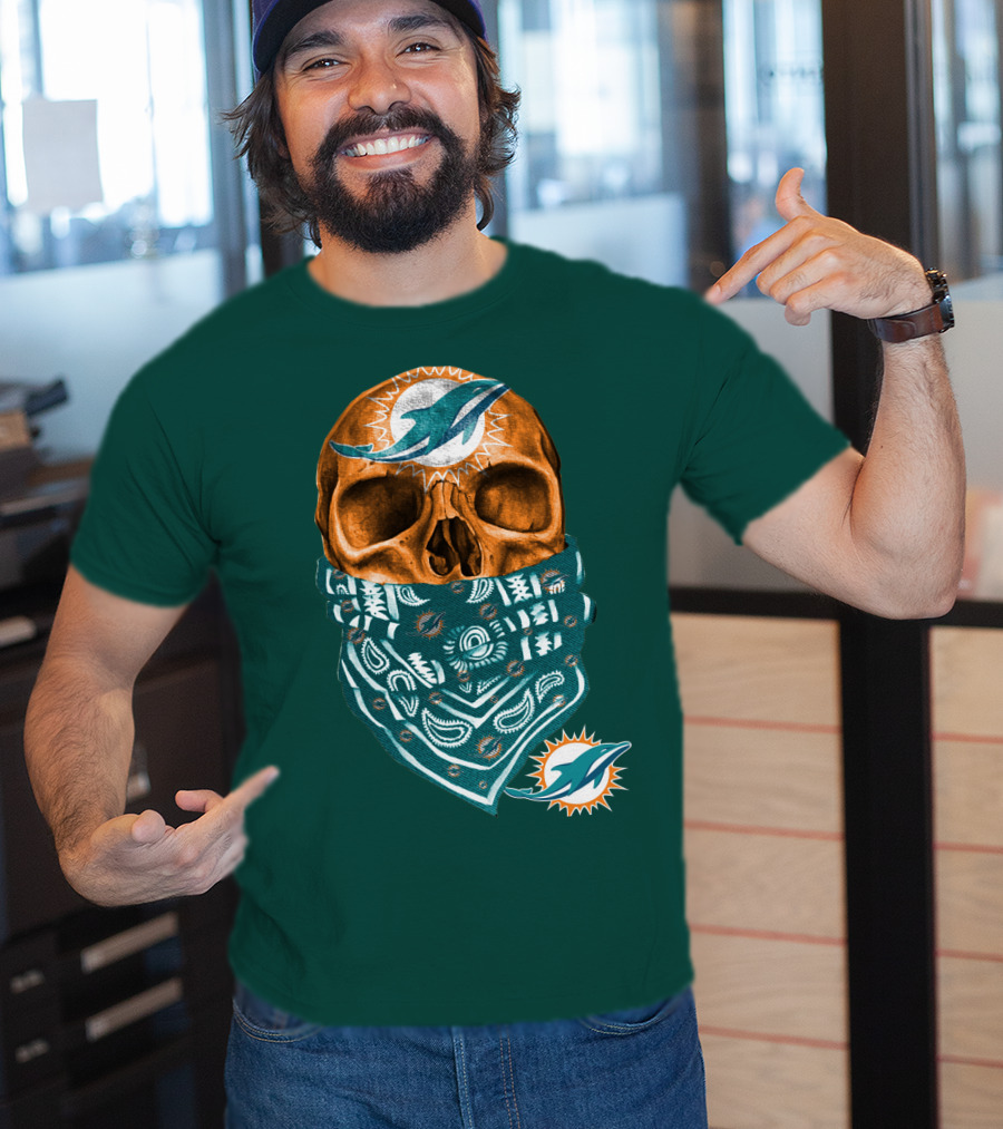 Miami Dolphins Skull Bandana T-Shirt