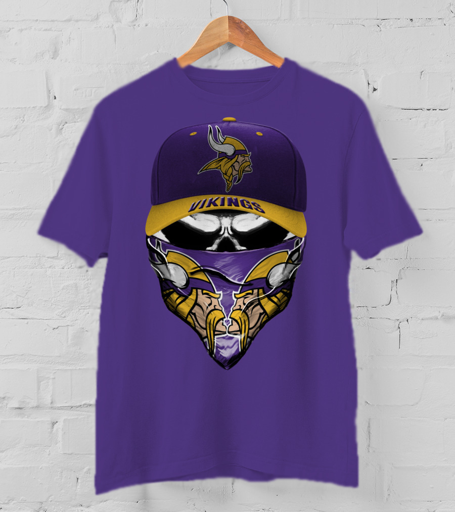Minnesota Vikings Vikings Logo Hat And Mask Combo T-Shirt